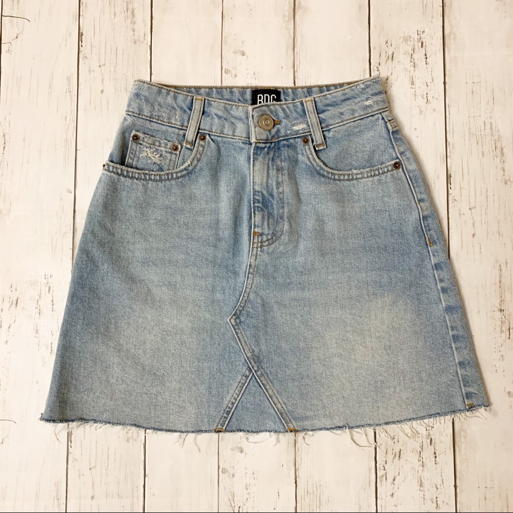 BDG Distressed Jean Mini Skirt